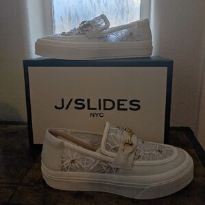 J/Slides White Loafers Size 8